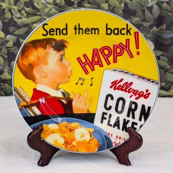 Vintage Kellogg's 100th Anniversary Corn Flakes Plate - "Send Them Back Happy" - Picture 1 of 7